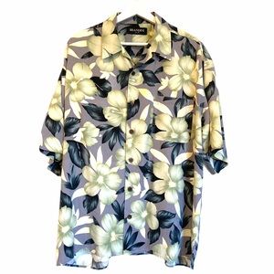 BRANDINI  MEN’S SHORT SLEEVE SILK HIBISCUS SHIRT